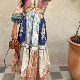 Routes by All About You Women Ethnic Motifs Print Puff Sleeve A-Line Maxi Dress-image-47