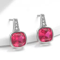 MYKI Stainless Steel Silver-Plated Cubic Zirconia Studded Contemporary Studs-48