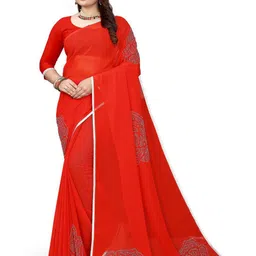 Pemal Designer Ethnic Motifs Beads and Stones Pure Georgette Saree-image-92