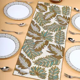 YWULY White & Brown Glass Beaded TableRunner-image-68