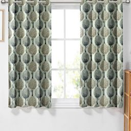 Aura Green & Grey 2 Pieces Floral Printed Window Curtain-picture-27