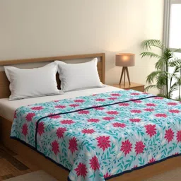 home expressions Ambrosia Red & Sea Green Printed Cotton AC Room 120 GSM Double Bed Dohar-picture-9
