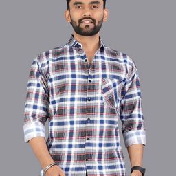 Metronaut Classic Checked Spread Collar Pure Cotton Shirt-picture-12