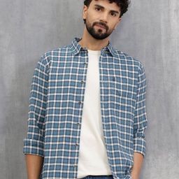 WROGN Men Slim Fit Checked Spread Collar Pure Cotton Casual Shirt-picture-9
