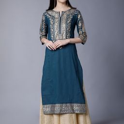 vishudh Women Solid Pure Cotton Straight Kurta-picture-0