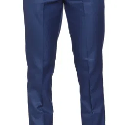 Men Slim Fit Dark Blue Cotton Blend Trousers-image-18