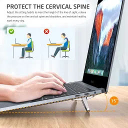 PAGALY Mini Portable Laptop Stand,Keyboard Riser,Self-Adhesive Invisible Computer Aluminum Alloy Riser With Extra non Slip Silicon For Reusable Laptop Stand image 4
