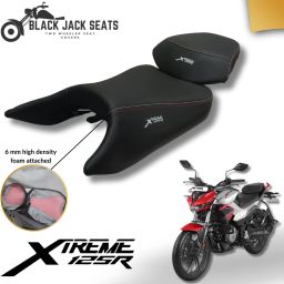 Premium Seat Cover for Xtreme 125R with 6mm Foam Cushion RED & WHITE stitching Split Bike Seat Cover For Hero NA-20