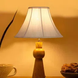 new era Off-white cotton Vintage lamp with wood base (12x19.25)-picture-27