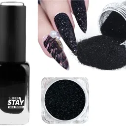 MATTE NAIL POLISH BLACK COLOR AND GLITTER ONE BOX-20