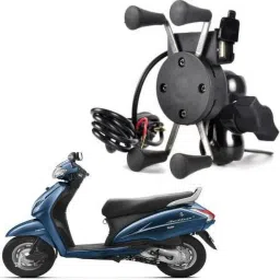 delhismart Multi-functional mobile holder with USB charger Bike Mobile Holder image 2