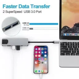 Etzin Type C to Ethernet Adapter with 4K HDMI Adapter (8-in-1) USB Adapter image 2