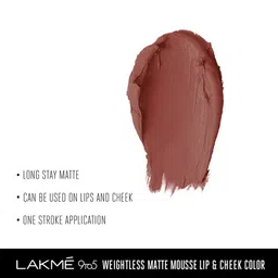 Lakme Set of 2 9 to 5 Weightless Matte Mousse Lipstick - Cocoa Soft & Burgundy Lush image 4