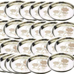 Floral Perfect Steel Plates set Dinner Plate-image-4
