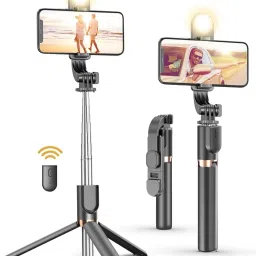 Hold up LED Fill Light, Extendable Selfie Stick Wireless Remote Tripod, Portable, Lightweight, Rechargeable Dimmable for Live Streaming & Photography Compatible with iPhone and Android Bluetooth Selfie Stick-15