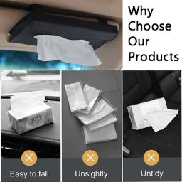 monolive Black Leatherite Rectangle Shape Fancy Design Tissue Dispencer For Car-145 Vehicle Tissue Dispenser image 3