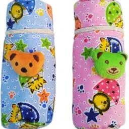 BABY FEEDING BOTTLE COVERS IN COTTON FABRIC,WITH ZIP , 200-250 ML CAPACITY-1