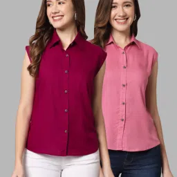 Women Regular Fit Solid Spread Collar Casual Shirt-image-63