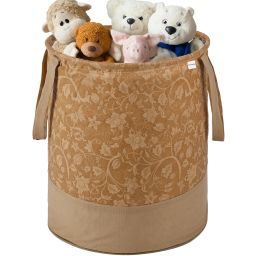 Cotton Flower Print Foldable 45L Toys Organizer for Kids Room | Brown Storage Basket-21