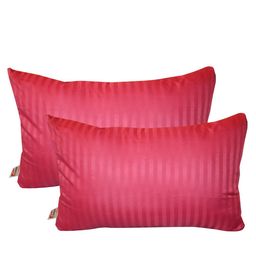 JDX Set of 2 Maroon Striped Rectangular Sleeping Pillows image 2