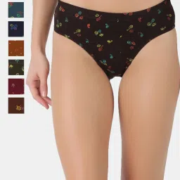 Pack of 7 Dollar Lehar Super Combed Cotton Women's Printed Solid Panty Women Hipster Multicolor Panty-image-110