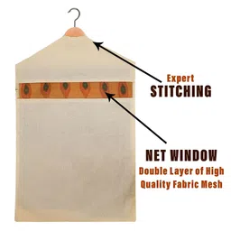 Kuber Industries Cream-Coloured 20 Pieces Hanging Saree Bag with Zip Wardrobe Organisers image 3