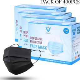 Black Surgical Mask With Nose Pin Disposable ISO Mark Breathable Surgical Mask 400 Pieces Black 3 ply disposable filter protection breathable dust proof Water Resistant Surgical Mask-8