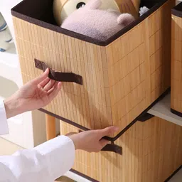 HomeStorie Beige & Brown Bamboo Multi-Utility Organiser image 4