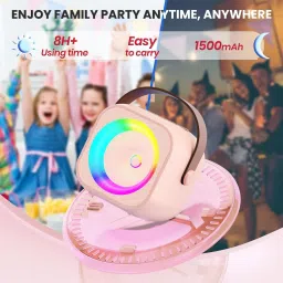 tricks toy Mini Karaoke Machine for Kids With 1 Wireless Microphone, Bluetooth Speaker image 4