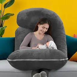 J Shaped Microfibre Solid Pregnancy Pillow Pack of 1-image-63