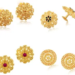 Traditional Trend 1gm Gold Plated Earrings for Women [Pack of 4 Pair} Alloy Stud Earring-image-9