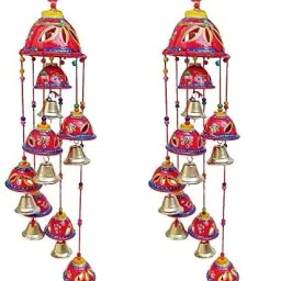 Rajasthani Decorative Hanging Wind Chimes for Home ( Set of 2 Piece) Decorative Showpiece-10 cm-image-27