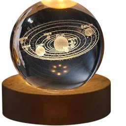 3D Galaxy Creative Engraved Crystal Ball Night Lamp with USB Table LED Wooden Night Lamp-image-2