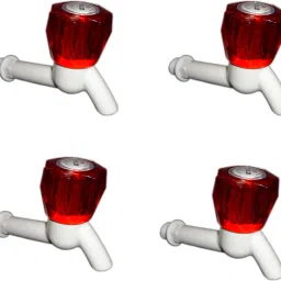 Pvc Red Crystal long body bib cock pack of 04 pvc plastic Red Crystal Long body bib cock standard s for hot & cold water bib tap Bib Tap Faucet-13