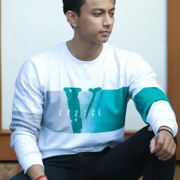 V-WHITE Men Printed Round Neck Pure Cotton White T-Shirt-image-38