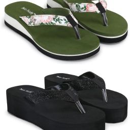 Pack Of 2 Combo Stylish Extra Comfort Lightweight Dailywear Used Women Slippers-2