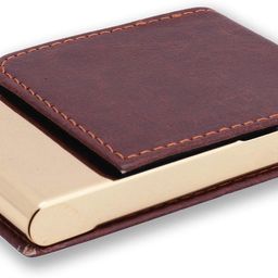 auteur Gold Plated With Brown Pu Leather , RFID Safe , Slim ,Stylish For Men & Women 15 Card Holder-picture-0
