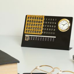 zahepa Perpetual Calendar with Clock & Month Display, Lifetime Metal Table Calendar image 4