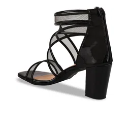 Shoetopia Girls Mid Top Cross Strap Open Toe Block Heels With Zip image 3