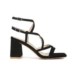 RAG & CO Mid Top Strappy Open Toe Suede Block Heels With Ankle Loop image 2