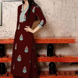 KALINI Women Printed Regular Kurta with Palazzos & With Dupatta image 2