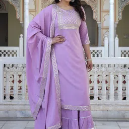 ELVISH JAIPUR Women Embroidered Regular Sequinned Kurta with Skirt & With Dupatta image 5