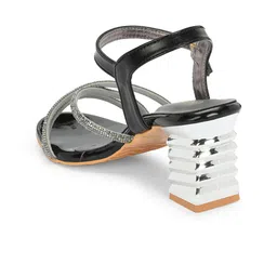 CLOG LONDON Embellished Open Toe Block Heels with Buckles image 3