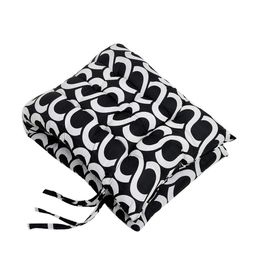 Kuber Industries Black & White Printed Rectangular Seamless Chair Pads image 3