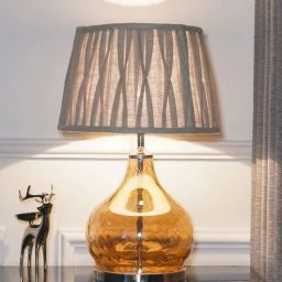 kapoor lampshades Ingram Glass & Metal Table Lamp with Natural Linen Shade-picture-43