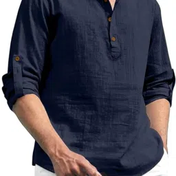 Men Solid Cotton Blend Straight Kurta-image-32