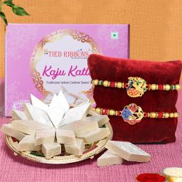 Rakhi for Brothers - 2 Rakhi Set with Kaju Katli, Roli, Chawal Assorted Gift Box-image-40