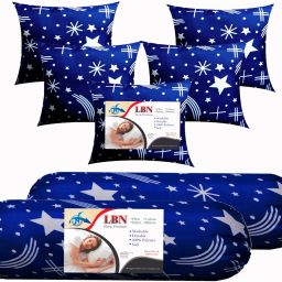 Combo Set 5 Cushion And 2 Microfibre Solid Bolster Pack of 7-5