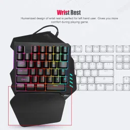 TechGuy4u One-Handed RGB Backlight Gaming Keyboard, 35-Keys USB Wired Membrane Keycap Wired USB Standard Gaming Keyboard Compatible with Desktop, Laptop, Mac image 2