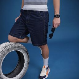 roadster Solid Men Blue Denim Shorts-picture-39
